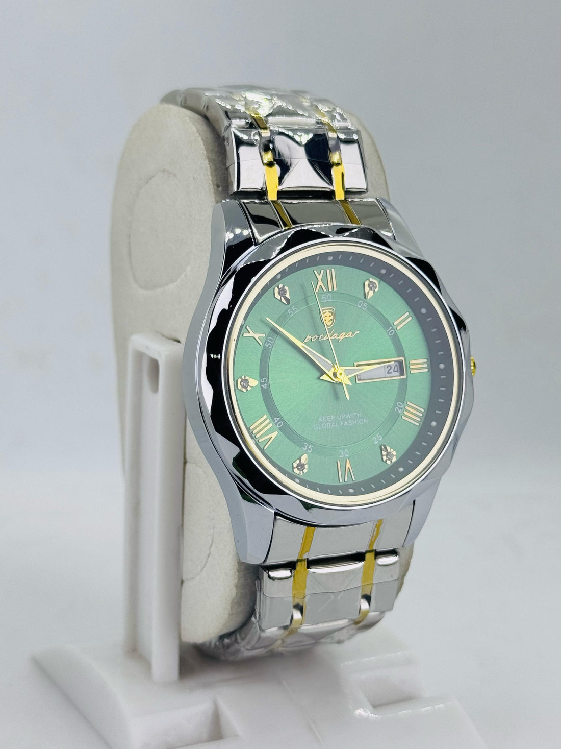 Poedagar Men's Luxury Business Quartz Watch with Green Dial
